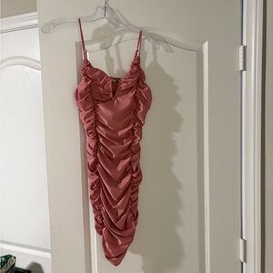 Elegant Pink Ruched Dress